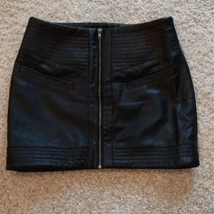 Leather mini skirt faux,  black, size 6,
